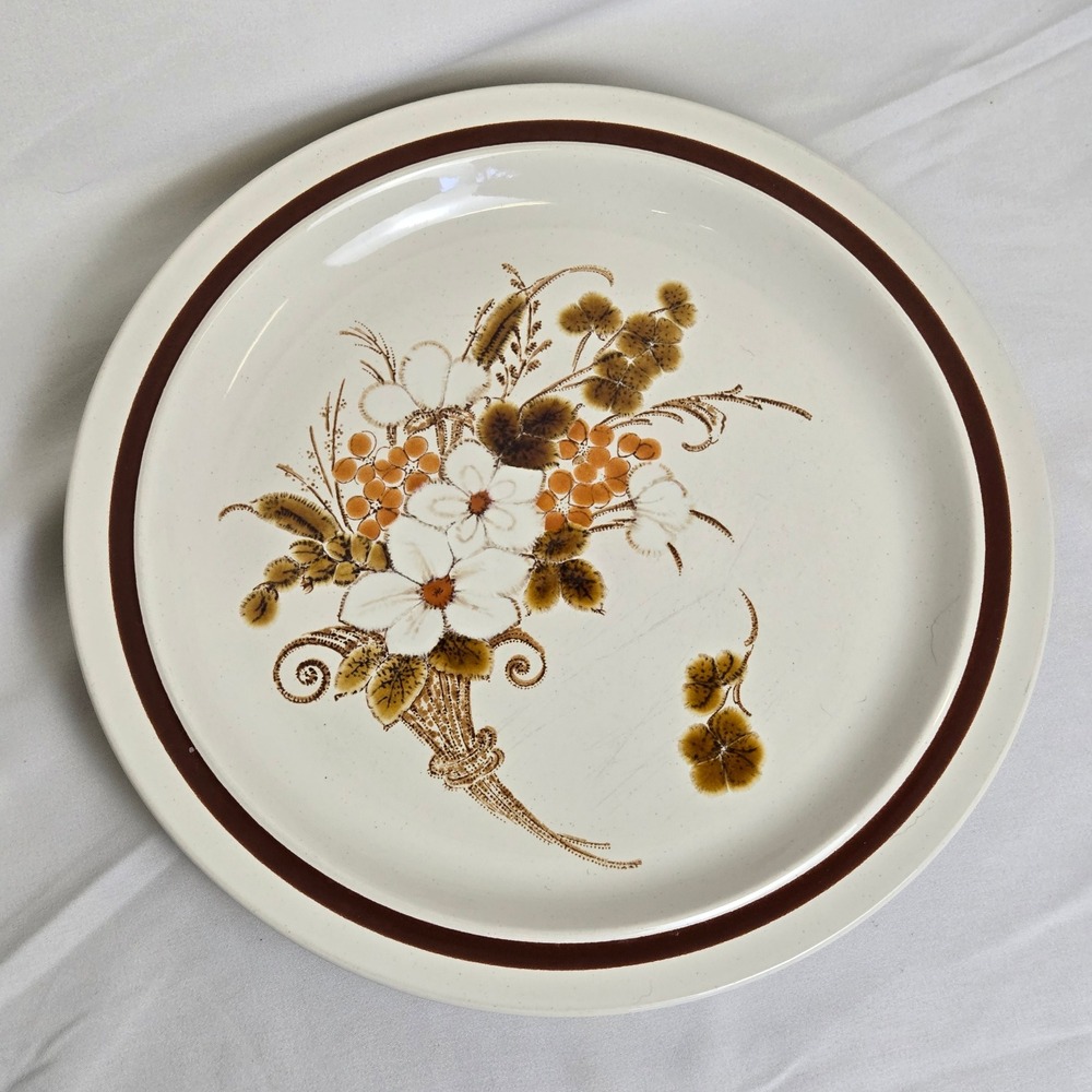 Set of 4 Four Seasons Dinner Plates Autumn Bouquet Stoneware 10.75" Vtg Japan - Picture 10 of 12